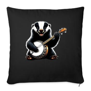 Honey Badger Ratel Bluegrass Banjo Player - Sofa pillowcase 17,3'' x 17,3'' (45 x 45 cm) - black - Front