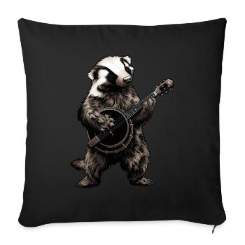 Honey Badger Ratel Bluegrass Banjo Player - Sofa pillowcase 17,3'' x 17,3'' (45 x 45 cm) - black - Front