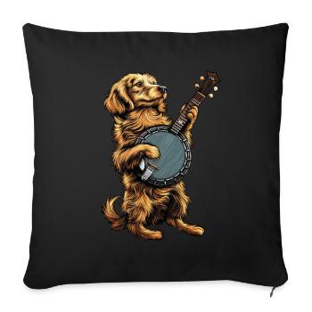 Setter irlandais chien joueur de banjo bluegrass - Housse de coussin décorative 45 x 45 cm - noir - Devant
