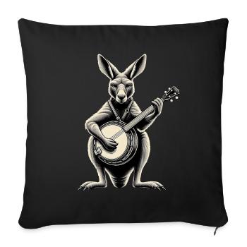 Kangaroo Australia Joueur de banjo bluegrass - Housse de coussin décorative 45 x 45 cm - noir - Devant