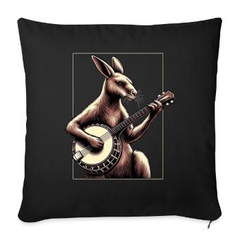 Kangaroo Australia Joueur de banjo bluegrass - Housse de coussin décorative 45 x 45 cm - noir - Devant
