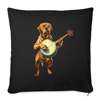 Labrador Retriever Chien Joueur de banjo Bluegrass - Housse de coussin décorative 45 x 45 cm - noir - Devant