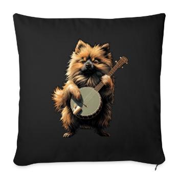 Keeshond Dog Bluegrass Banjo Player - Sofa pillowcase 17,3'' x 17,3'' (45 x 45 cm) - black - Front