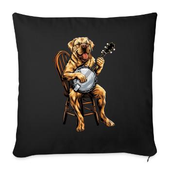 Labrador Retriever Chien Joueur de banjo Bluegrass - Housse de coussin décorative 45 x 45 cm - noir - Devant
