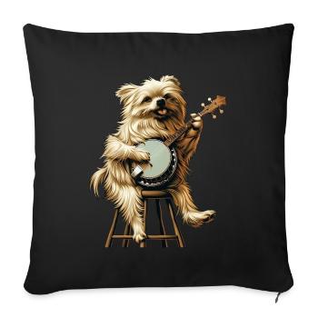 Maltese Dog Bluegrass Banjo Player - Sofa pillowcase 17,3'' x 17,3'' (45 x 45 cm) - black - Front