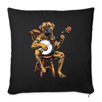 Mastiff Dog Bluegrass Banjo Player - Sofa pillowcase 17,3'' x 17,3'' (45 x 45 cm) - black - Front