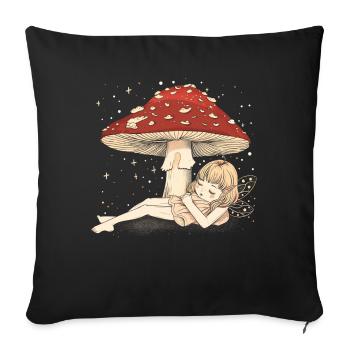 Cottagecore Esthétique Sleeping Fairy Champignon Witchy - Housse de coussin décorative 45 x 45 cm - noir - Devant