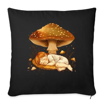 Cottagecore Aesthetic Sleeping Child Mushroom Witch - Sofa pillowcase 17,3'' x 17,3'' (45 x 45 cm) - black - Front
