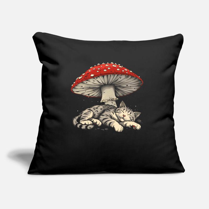 Cottagecore Esthétique Dormir Chat Gris Pil Housse de coussin décorative 45 x 45 cm