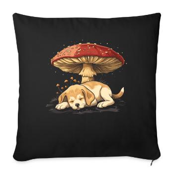 Cottagecore Ästhetischer Schlafhund Pilz Witchy - Sofakissenbezug 45 x 45 cm - Schwarz - Vorne