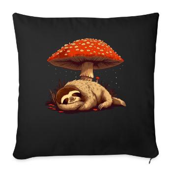 Cottagecore Aesthetic Sleep Sloth Mushroom Witchy - Sofa pillowcase 17,3'' x 17,3'' (45 x 45 cm) - black - Front