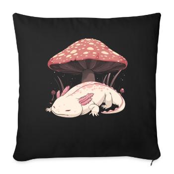 Cottagecore Aesthetic Sleeping Axolotl Pink Mushroom W - Sofa pillowcase 17,3'' x 17,3'' (45 x 45 cm) - black - Front
