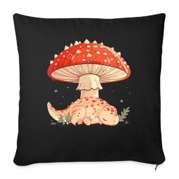 Cottagecore Aesthetic Sleeping Baby Dinosaur - Sofa pillowcase 17,3'' x 17,3'' (45 x 45 cm) - black - Front