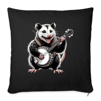 Opossum Possum Street Cat Joueur de banjo bluegrass - Housse de coussin décorative 45 x 45 cm - noir - Devant