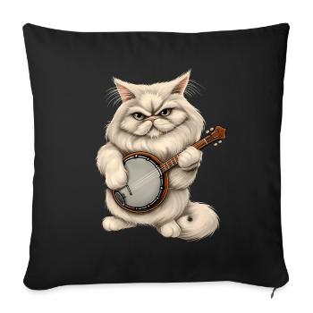 Persische Katze Bluegrass Banjo Spieler - Sofakissenbezug 45 x 45 cm - Schwarz - Vorne