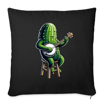 Gurke Gurke Dill Bluegrass Banjo Spieler - Sofakissenbezug 45 x 45 cm - Schwarz - Vorne