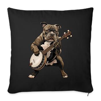 Pitbull Pittie Dog Bluegrass Banjo Player - Sofa pillowcase 17,3'' x 17,3'' (45 x 45 cm) - black - Front