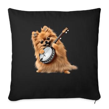 Pomeranian Dog Bluegrass Banjo Player - Sofa pillowcase 17,3'' x 17,3'' (45 x 45 cm) - black - Front