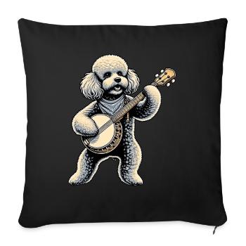 Pudelhund Bluegrass Banjo Spieler - Sofakissenbezug 45 x 45 cm - Schwarz - Vorne