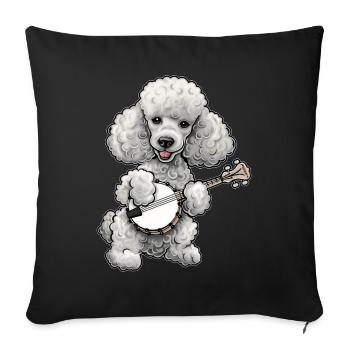 Pudelhund Bluegrass Banjo Spieler - Sofakissenbezug 45 x 45 cm - Schwarz - Vorne
