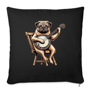 Pug Dog Bluegrass Banjo Player - Sofa pillowcase 17,3'' x 17,3'' (45 x 45 cm) - black - Front