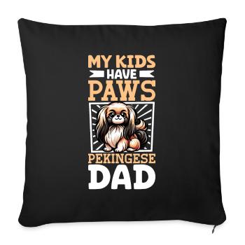 papa pékinois - Housse de coussin décorative 45 x 45 cm - noir - Devant