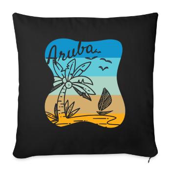 Aruba I Beach Sea Surf Vacation Palm Trees - Sofa pillowcase 17,3'' x 17,3'' (45 x 45 cm) - black - Front