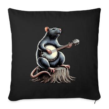 Rattenmaus Bluegrass Banjo Spieler - Sofakissenbezug 45 x 45 cm - Schwarz - Vorne