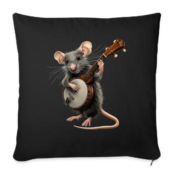 Rat Mouse Bluegrass Banjo Player - Sofa pillowcase 17,3'' x 17,3'' (45 x 45 cm) - black - Front