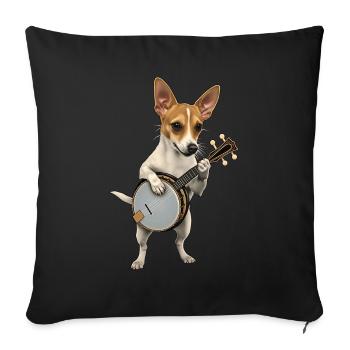 Rat Terrier Dog Bluegrass Banjo Player - Sofa pillowcase 17,3'' x 17,3'' (45 x 45 cm) - black - Front