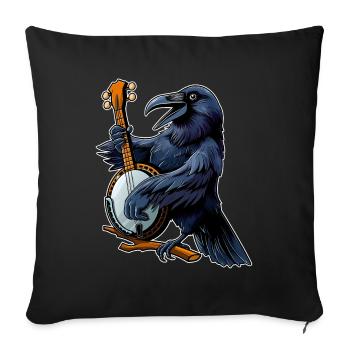 Raven Crow Bluegrass Banjo Spieler - Sofakissenbezug 45 x 45 cm - Schwarz - Vorne