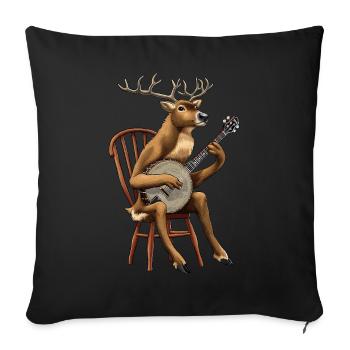 Renne Noël Père Noël Banjo Bluegrass - Housse de coussin décorative 45 x 45 cm - noir - Devant