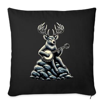 Renne Noël Père Noël Banjo Bluegrass - Housse de coussin décorative 45 x 45 cm - noir - Devant