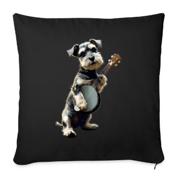 Schnauzer Dog Bluegrass Banjo Player - Sofa pillowcase 17,3'' x 17,3'' (45 x 45 cm) - black - Front