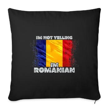 Roumanie - Housse de coussin décorative 45 x 45 cm - noir - Devant