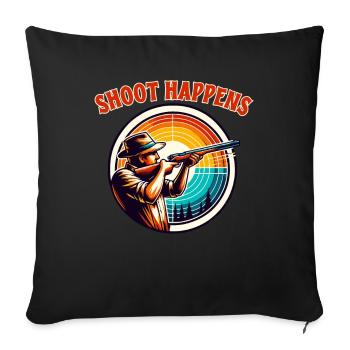 Shoot Happens - Club de tir au pigeon d’argile - Housse de coussin décorative 45 x 45 cm - noir - Devant
