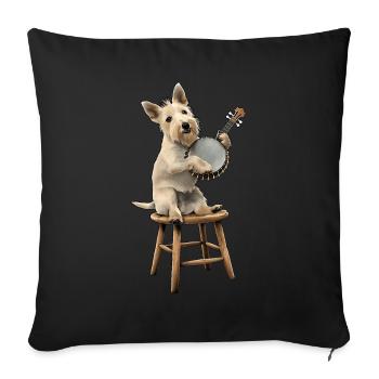 Scottish Terrier Chien Joueur de Banjo Bluegrass - Housse de coussin décorative 45 x 45 cm - noir - Devant