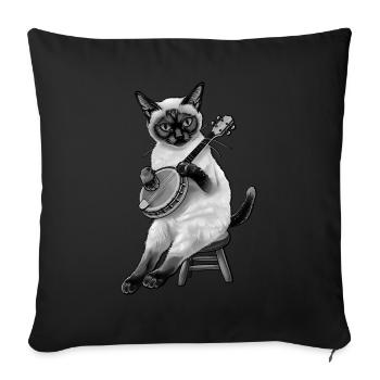 Siamkatze Bluegrass Banjo Spieler - Sofakissenbezug 45 x 45 cm - Schwarz - Vorne