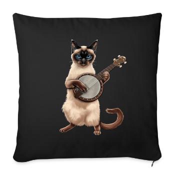 Siamkatze Bluegrass Banjo Spieler - Sofakissenbezug 45 x 45 cm - Schwarz - Vorne
