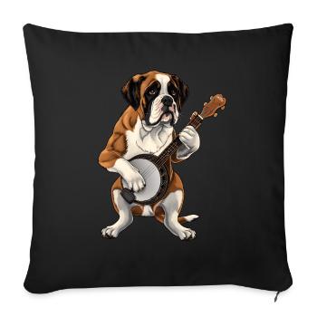 Bernhardinerhund Bluegrass-Banjo-Spieler - Sofakissenbezug 45 x 45 cm - Schwarz - Vorne