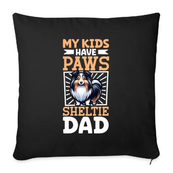 Chien de berger Shetland papa - Housse de coussin décorative 45 x 45 cm - noir - Devant