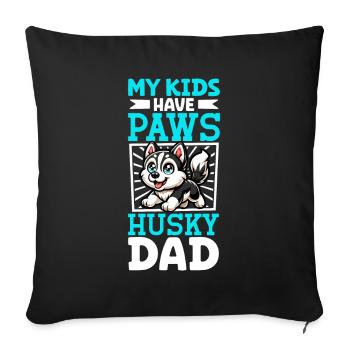 Papa husky sibérien - Housse de coussin décorative 45 x 45 cm - noir - Devant