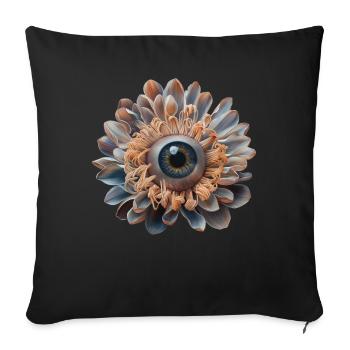 Weirdcore Aesthetic Flower Human Eyeball - Sofa pillowcase 17,3'' x 17,3'' (45 x 45 cm) - black - Front