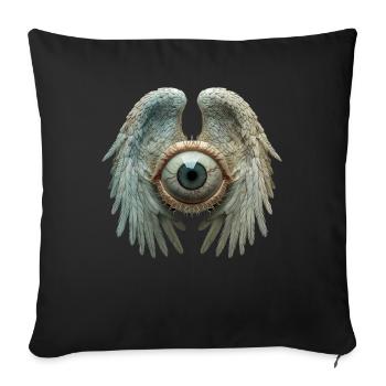 Weirdcore Aesthetic Human Eyeball Wings - Sofa pillowcase 17,3'' x 17,3'' (45 x 45 cm) - black - Front