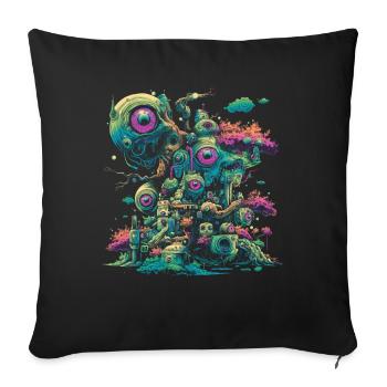 Weirdcore Aesthetic Eyes Eyeball Machines Drea - Sofa pillowcase 17,3'' x 17,3'' (45 x 45 cm) - black - Front