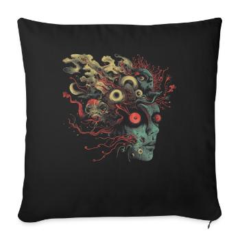 Weirdcore Aesthetics Weird Woman Face Dreamcore Au - Sofa pillowcase 17,3'' x 17,3'' (45 x 45 cm) - black - Front