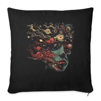Weirdcore Aesthetics Weird Woman Face Dreamcore - Sofa pillowcase 17,3'' x 17,3'' (45 x 45 cm) - black - Front