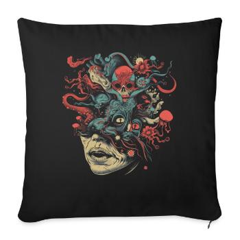 Weirdcore Aesthetics Weird Face Skull Dreamcore - Sofa pillowcase 17,3'' x 17,3'' (45 x 45 cm) - black - Front