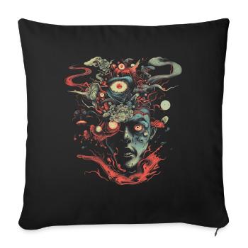 Weirdcore Aesthetics Weird Face Dreamcore Grunge - Sofa pillowcase 17,3'' x 17,3'' (45 x 45 cm) - black - Front