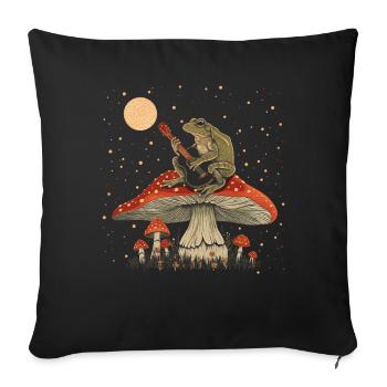 Cottagecore Ästhetische Frosch Spielen Gitarre Pil - Sofakissenbezug 45 x 45 cm - Schwarz - Vorne